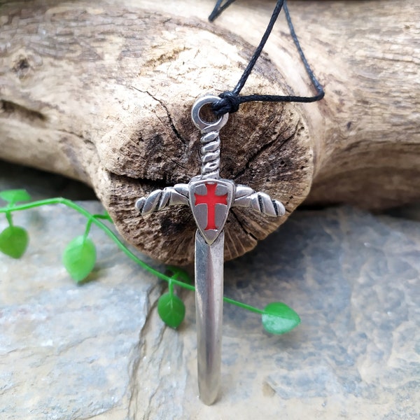 Templar pendant necklace The sword, the seal, The helm, Cross pattée, Solar cross pattée...