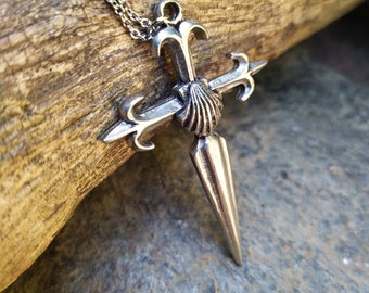 Saint James Cross Pendant Necklace – Symbol of the Ways of Compostela – Spirituality Pilgrim Jewelry