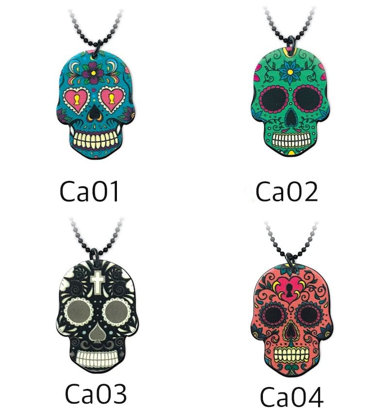 Collier pendentif Calavera dia de los muertos gothique porte bonheur tête de mort Halloween image 2