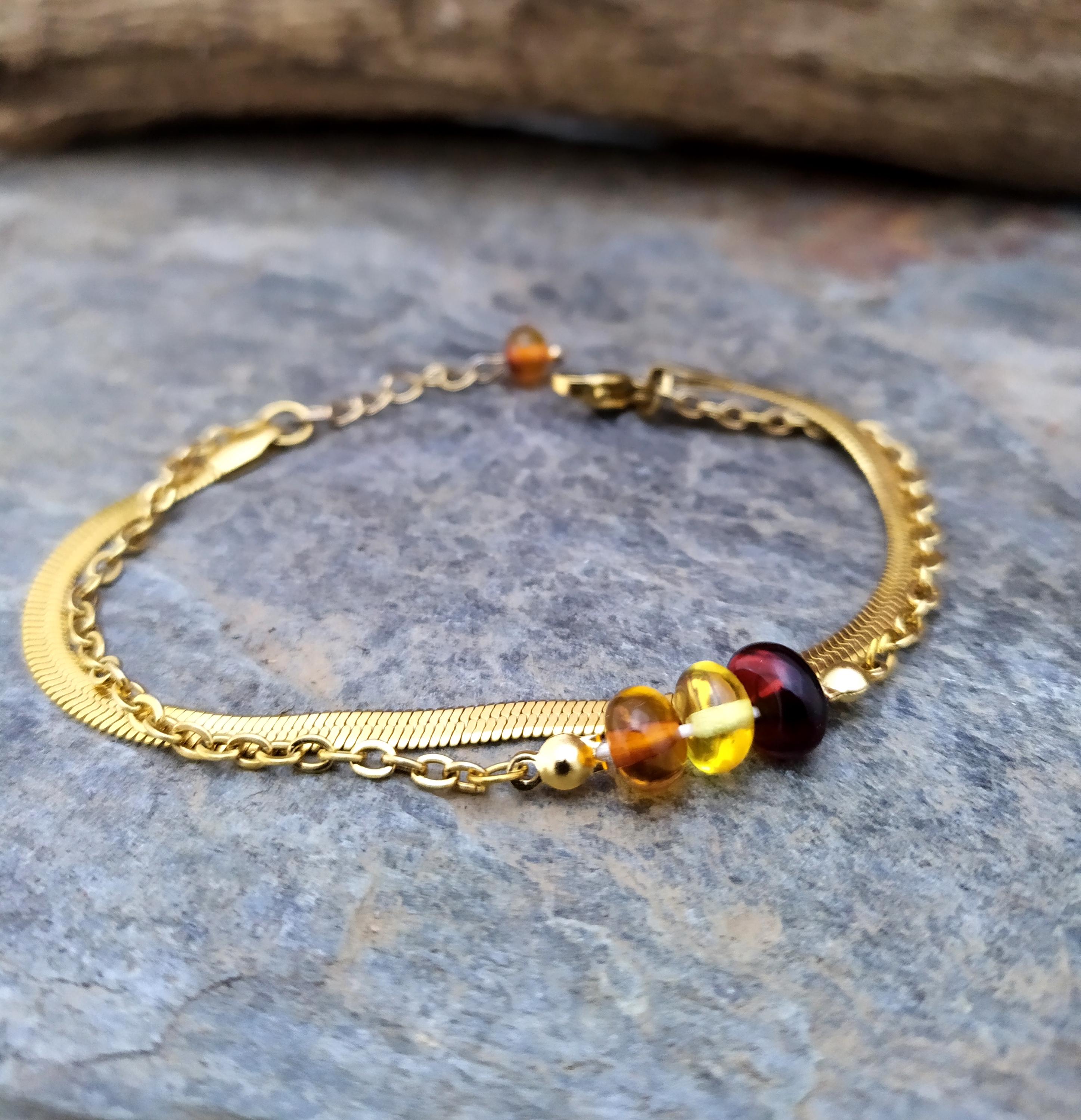 Bracelet En Ambre Blanc Naturel - Perles Véritables De La Baltique