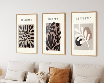 3 Piece Framed Canvas Wall Art Matisse Set Mid Century Modern Artwork Boho Decoration for Living Room