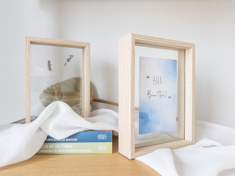 Wooden Picture Frame, Double Side Frame, Pressed Flower Frame, Floating Photo Frame image 1