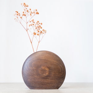 Kva Modern Wooden Vase Midi Dark