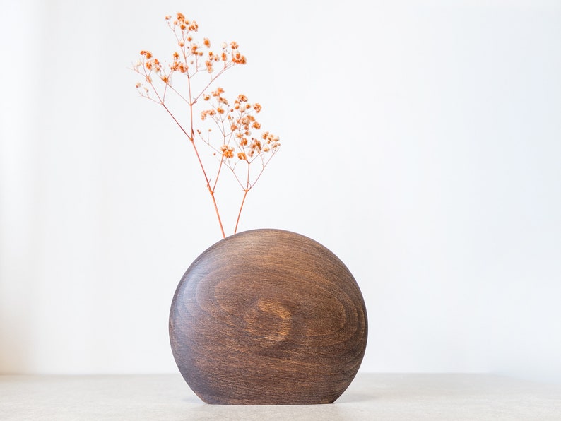 Kva Modern Wooden Vase Midi Dark