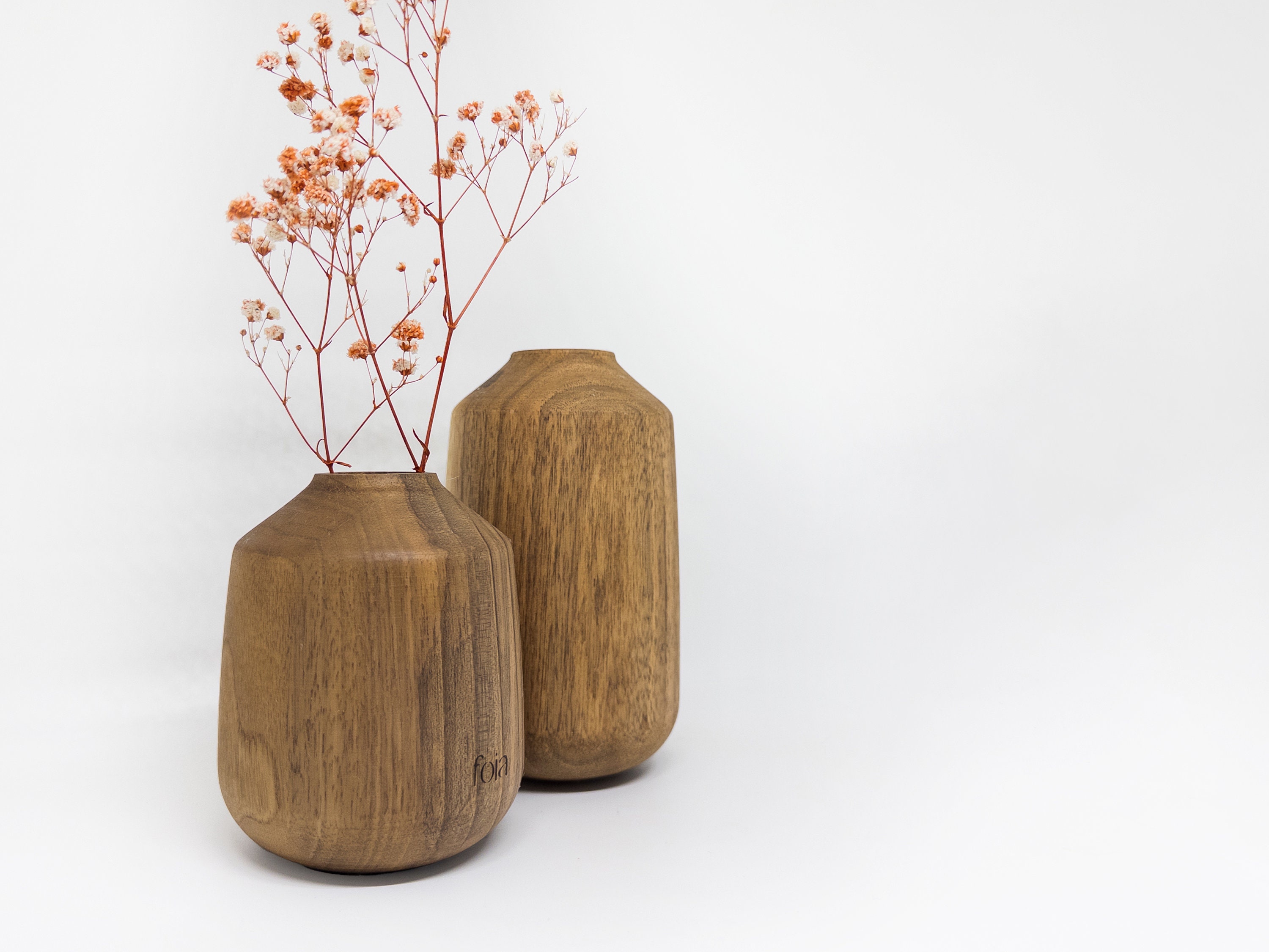 Dark Wooden Vase Set, Wooden Gift, Massive Walnut Gift Etsy