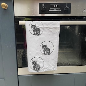 Cotton Tea Towel with handcrafted &#39;Bears&#39; design.