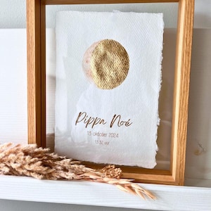 regalo di maternità - poster di nascita fatto a mano - regalo di nascita - regalo di lutto - poster delle fasi lunari con foglia d'oro