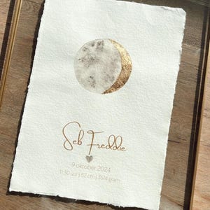 Poster fasi lunari con foglia d'oro - Poster nascita fatto a mano - regalo maternità - regalo personalizzato per neonati - regalo nascita