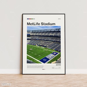 Poster dello stadio MetLife, stampa del poster dei New York Giants, poster dello stadio NFL, poster sportivo, moderno di metà secolo, stampa regalo per i tifosi di football
