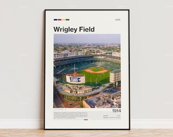 Wrigley Field Poster, Chicago Cubs Poster Print, MLB Stadium Poster, Sports Poster,  Mid Century Modern, Baseball Fan Gift Print