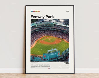 Fenway Park Poster, Boston Red Sox Poster Print, MLB Stadium Poster, Sports Poster,  Mid Century Modern, Baseball Fan Gift Print