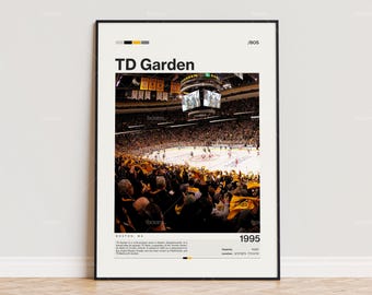 TD Garden Poster, Boston Bruins Poster Print, NHL Arena Poster, Sports Poster,  Mid Century Modern, Hockey Fan Gift Print