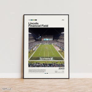 Pôster do Lincoln Financial Field, pôster impresso do Philadelphia Eagles, pôster do estádio da NFL, pôster esportivo, estilo moderno de meados do século, presente para fãs de futebol americano