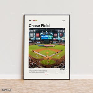 Pôster do Chase Field, pôster impresso do Arizona Diamondbacks, pôster do estádio da MLB, pôster esportivo, moderno de meados do século, impressão de presente para fãs de beisebol