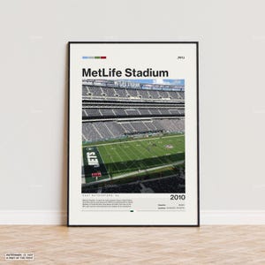 Pôster do Estádio MetLife, Impressão de Pôster do New York Jets, Pôster do Estádio da NFL, Pôster Esportivo, Moderno de meados do século, Impressão de Presente para Fãs de Futebol