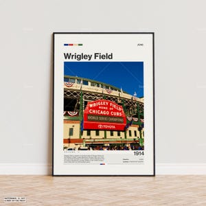 Poster del Wrigley Field, stampa del poster dei Chicago Cubs, poster dello stadio MLB, poster sportivo, stile moderno di metà secolo, stampa regalo per tifosi di baseball