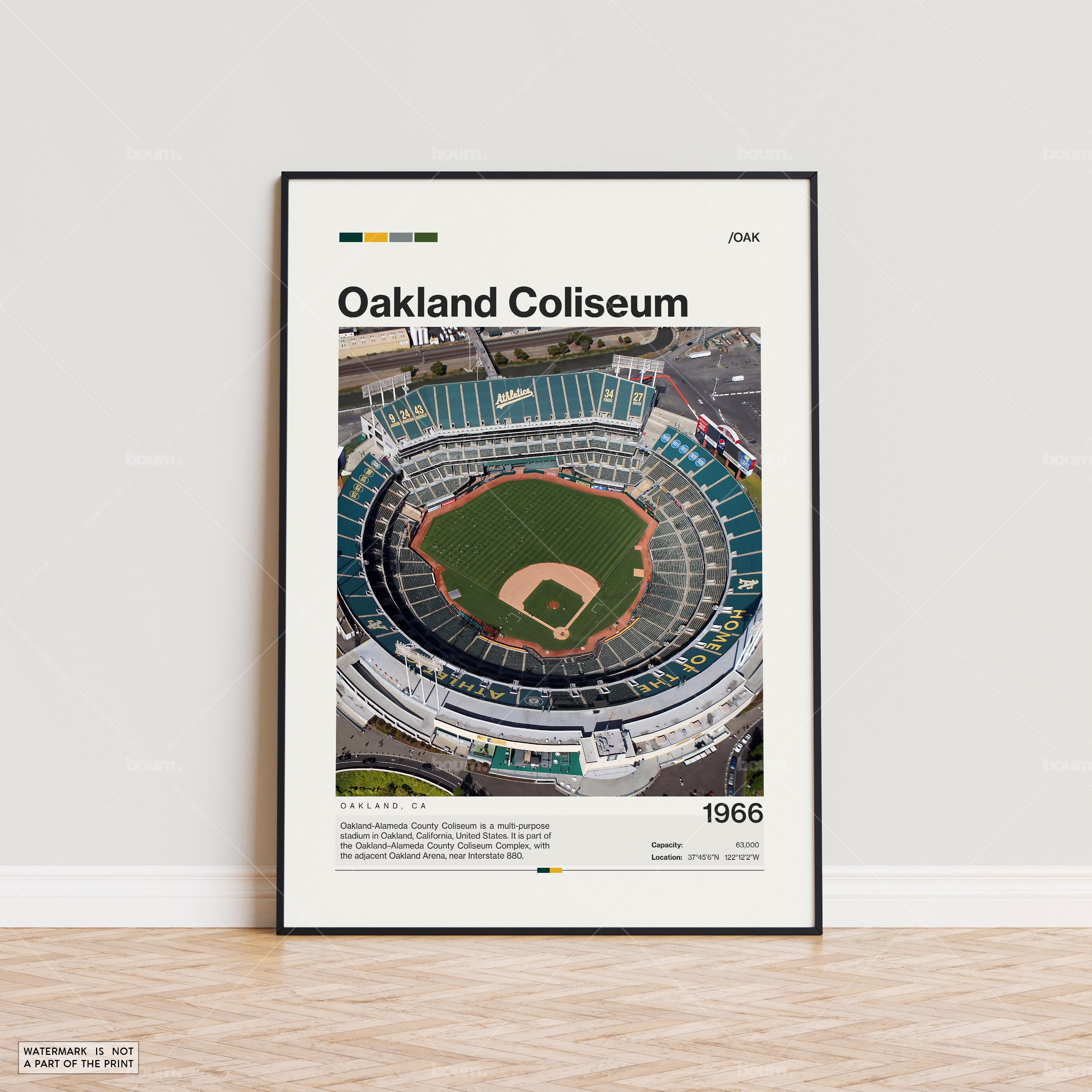 Oakland Coliseum Poster, Oakland Athletics Poster Print, MLB Stadium Poster, Sports Poster,  Mid Century Modern, Baseball Fan Gift Print