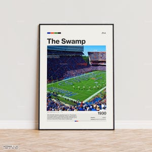 Poster dello stadio The Swamp Florida Gators, stampa del poster dei Florida Gators, poster dello stadio NCAA, arte NCAA, poster sportivo, regalo per i tifosi di football