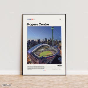 Affiche du Rogers Center, impression d'affiche des Blue Jays de Toronto, affiche du stade de la MLB, affiche de sport, impression moderne du milieu du siècle, cadeau de fan de baseball