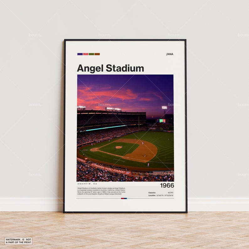 Angel Stadium Poster, Los Angeles Angels Poster Print, MLB Stadium