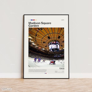 Madison Square Garden Poster, New York Rangers Poster Druck, NHL Arena Poster, Sport Poster, Mid Century Modern, Hockey Fan Geschenk Druck