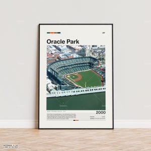 Poster dell'Oracle Park, stampa del poster dei San Francisco Giants, poster dello stadio MLB, poster sportivo, stile moderno di metà secolo, stampa regalo per i fan del baseball