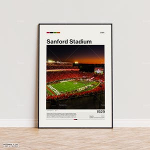 Póster del Estadio Sanford, Impresión del póster de los Georgia Bulldogs, Póster del Estadio de la NCAA, Arte de la CFB, Póster deportivo, Regalo para aficionados al fútbol americano, Arte moderno