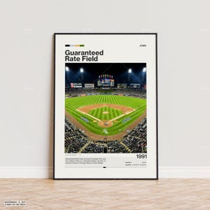 Poster da campo con tariffa garantita, stampa del poster dei Chicago White Sox, poster dello stadio MLB, poster sportivo, stile moderno di metà secolo, regalo per i fan del baseball