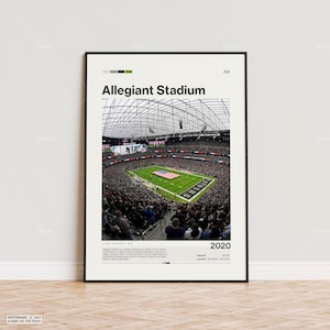 Póster del Estadio Allegiant, Impresión de póster de los Raiders de Las Vegas, Póster del Estadio de la NFL, Póster deportivo, Póster moderno de mediados de siglo, Impresión de regalo para fanáticos del fútbol americano