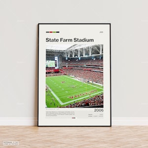 Póster del estadio de State Farm, impresión del póster de los Cardenales de Arizona, póster del estadio de la NFL, póster deportivo, póster moderno de mediados de siglo, impresión de regalo para fanáticos del fútbol americano