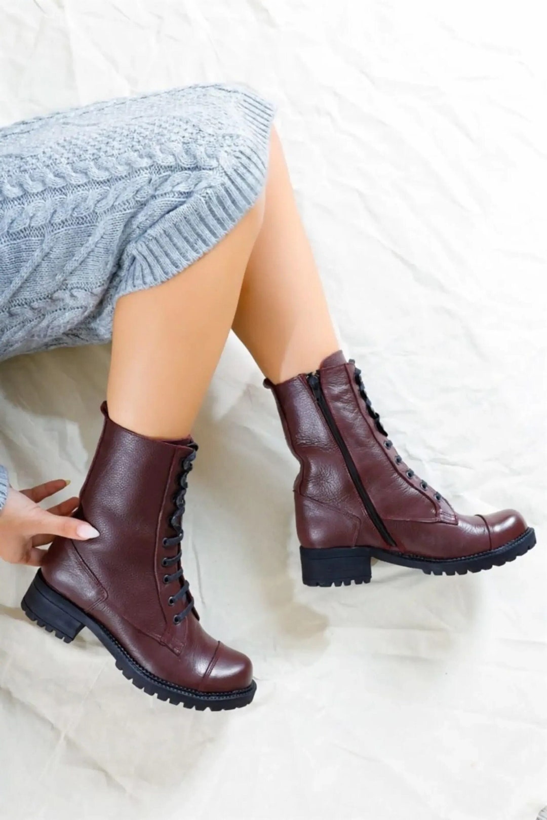 womens burgundy boots uk