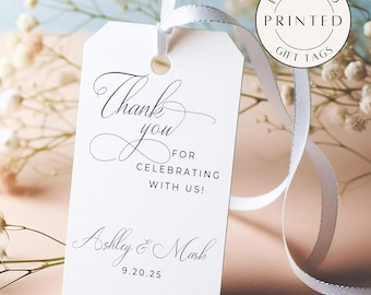 Etichette regalo personalizzate per matrimoni, etichette bomboniere personalizzate con nomi e data, etichette regalo di ringraziamento per aver festeggiato con noi