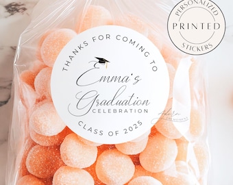 Personalized Graduation Stickers , Custom Graduation Party Favor Stickers, Class of 2025 Graduation Decor Labels
