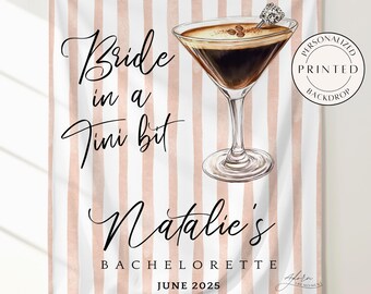 Personalized Coffee Themed Bridal Backdrop, Bachelorette Bridal ShowerTapestry, Love is Brewing, Bride in a Tini Bit, Espresso Martini