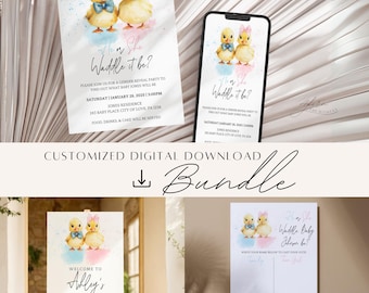 Bundle d'Invitation personnalisé pour révéler le sexe d'un bébé canard, signe personnalisé de révélation de sexe de canard d'été printemps, vote des voix imprimable
