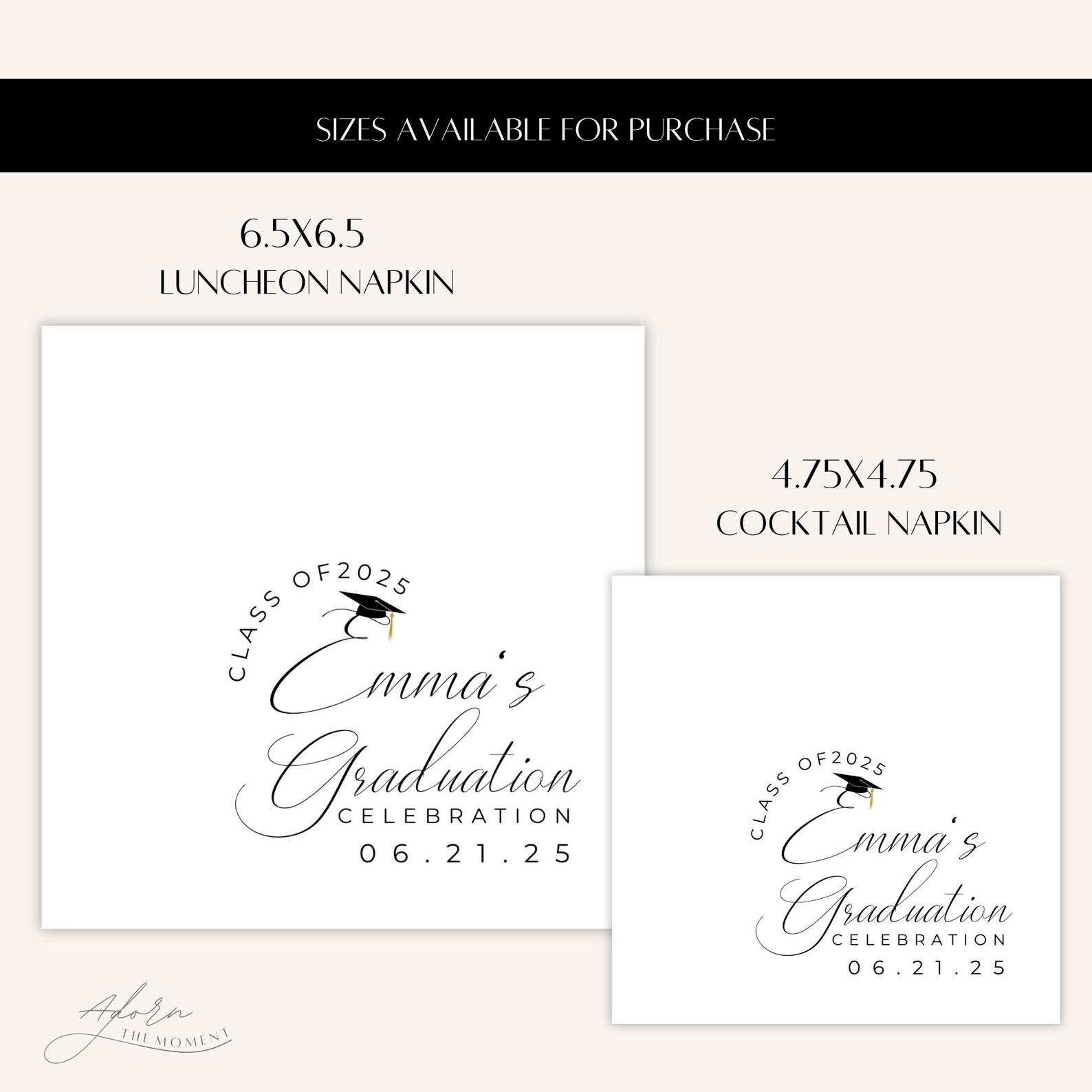 Personalized Graduation Napkins, Custom Class of 2026 Party Napkins ...