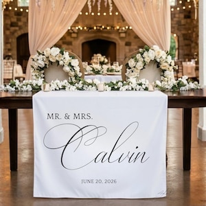 Decoración personalizada para la mesa principal de la boda, camino de mesa personalizado con forma de corazón, letrero para la cena nupcial, decoración minimalista para bodas. imagen 2
