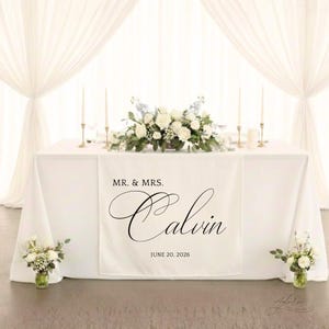 Decoración personalizada para la mesa principal de la boda, camino de mesa personalizado con forma de corazón, letrero para la cena nupcial, decoración minimalista para bodas.