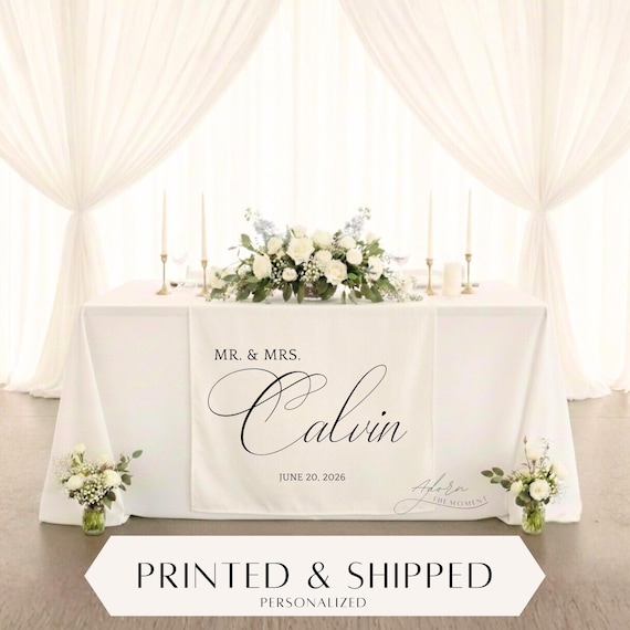 Custom Wedding Head Table Decor, Personalized Sweetheart Table Runner, Bridal Dinner Sign, Minimalist Wedding Decor