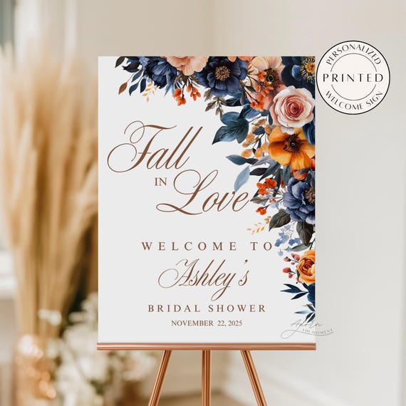 Blue Floral Bridal Shower Sign