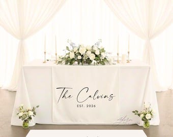 Decoración de mesa nupcial con nombre personalizado, camino de mesa personalizado con forma de corazón, letrero para cena nupcial, decoración minimalista para bodas.