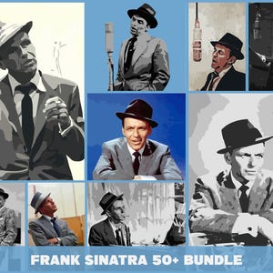 Frank Sinatra svg png jpg | Poeira Estelar | A garota da porta ao lado | A Voz Dourada | balanço de jazz | Sublimação de arquivo de corte Cricut | pacote 50+