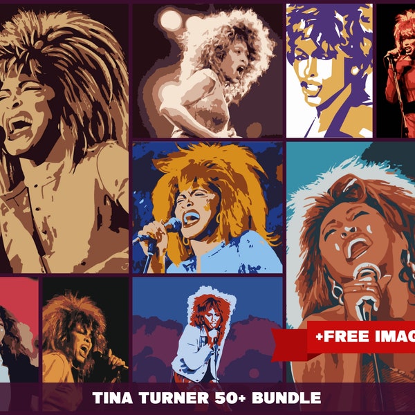 Tina Turner Svg Png Jpg | Die Königin des Rock 'n' Roll | Schnittdatei Cricut Sublimation | Bündel 50+