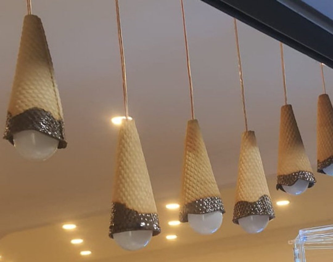 Ceramic Ice Cream Cone Light Fixture. Cone Pendant. Etsy