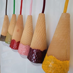 Ceramic colourfull glazed ice cream cones. İce cream love Artwork Ready lamps