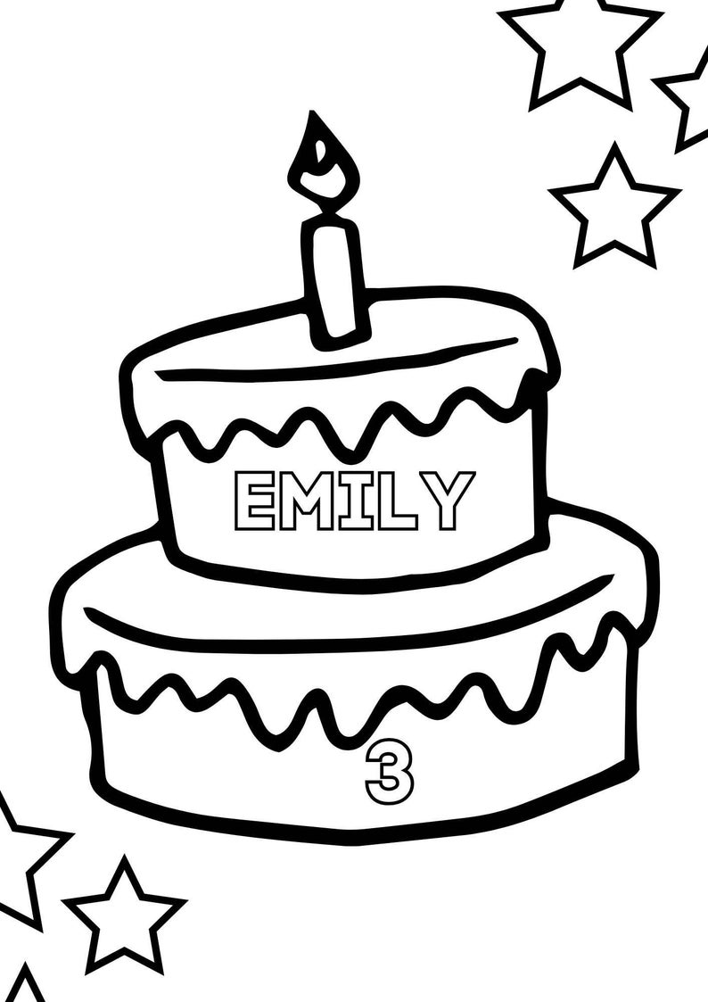 Customizable Birthday Coloring Pages for Kids Personalized - Etsy