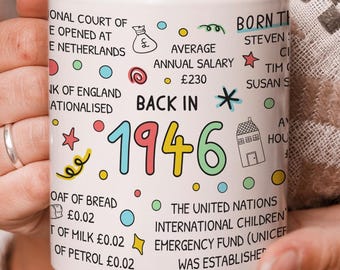 80th Birthday Mug, Back in 1946, Gift for 80th Birthday, 80th Anniversary Gift, Unique 80th Birthday Gift