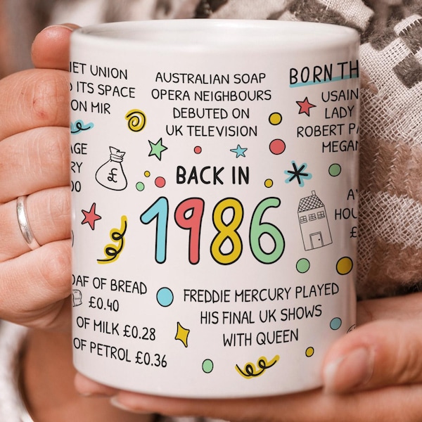 Taza de 40 cumpleaños, en 1986, regalo para 40 cumpleaños, regalo de aniversario, regalo único de 40 cumpleaños, regalo para él, su amiga, mejor amiga