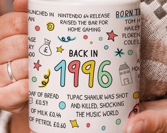 30th Birthday Mug, Back in 1996, Gift for 30th Birthday, Milestone Gift, 30th Anniversary Gift, Present for Him Her Friend BFF