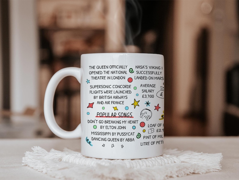 50th Birthday Mug – Back in 1976 Present, 50th Anniversary Gift, Funny Milestone Gift for 50th Birthday, Unique 1976 Facts Coffee Cup image 3
